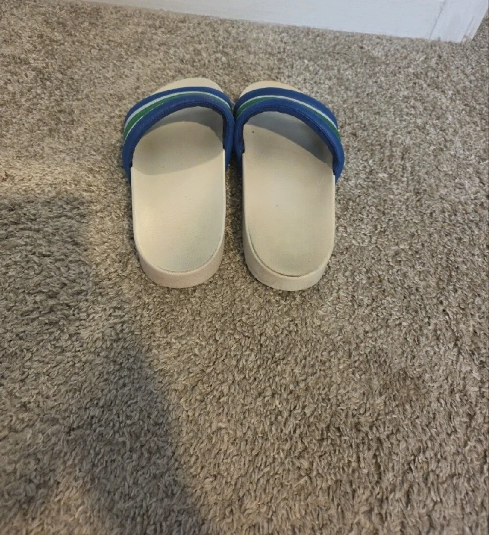 Tory Burch Blue, Green & White Slide Sandals